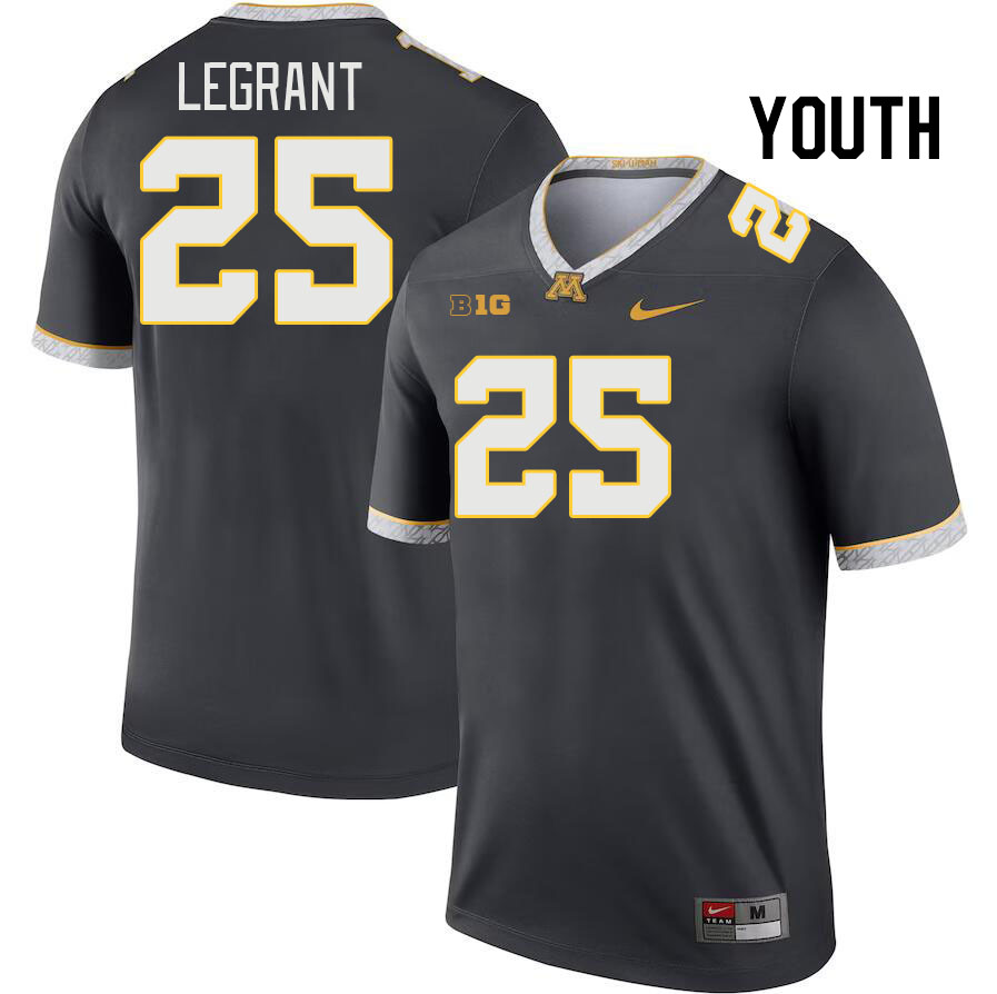 Youth #25 Cortez LeGrant Minnesota Golden Gophers College Football Jerseys Stitched Sale-Charcoal - Click Image to Close